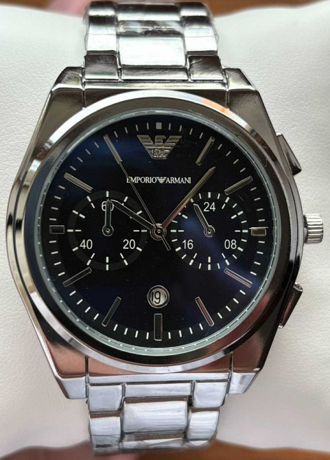Чоловічий годинник Emporio Armani на браслеті срібного кольору з датою Київ - фото 6