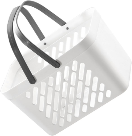 Пластиковий кошик для ванної кімнати 27×18×18см, органайзер для дому, кошик з ручками, білий колір Кам'янець-Подільський