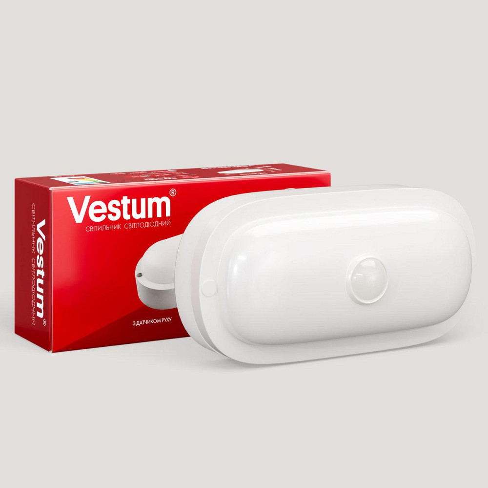 Світлодіодний овальний світильник ЖКГ Vestum 15W 4500K 220V з датчиком руху 1-VS-7206 Київ - фото 1