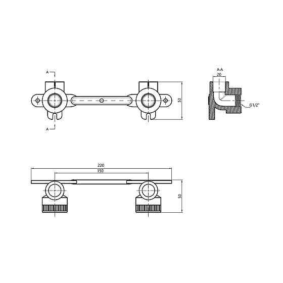 Монтажна планка PPR Blue Ocean 20х1/2" ВР Київ