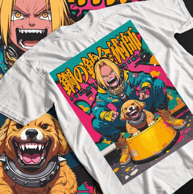 Футболка з аніме принтом Сталевий алхімік оверсайз (S/M/L) Чорний AnimeJ0760 Дніпро - фото 1