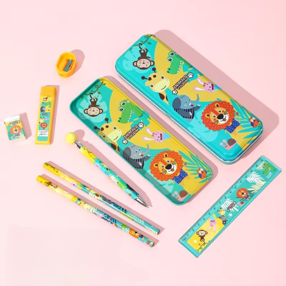 Пенал шкільний «Звірята» з канцелярським приладдям для школи в комплекті Кам'янець-Подільський