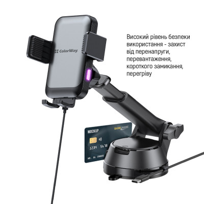 Універсальний автотримач ColorWay AutoSense Car Wireless Charger 2 (Dashboard+Air Vent) 15W (CW-CHAW040Q-BK) Вінниця - фото 5