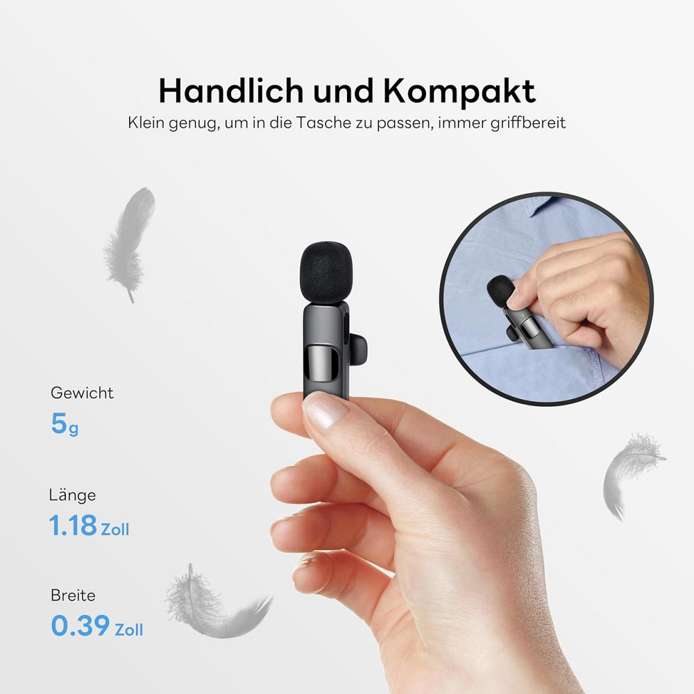 Комплект беспроводных петличных микрофонов Qhot, 2 шт., для iPhone Lightning и Android USB-C, Plug & Play, шумоподавление Киев - изображение 13