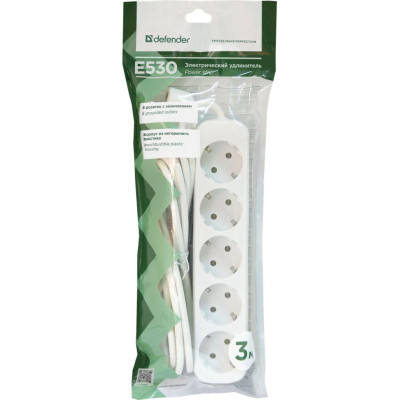 Мережевий подовжувач Defender E530 3.0 m 5 роз white (99230) Вінниця - фото 4