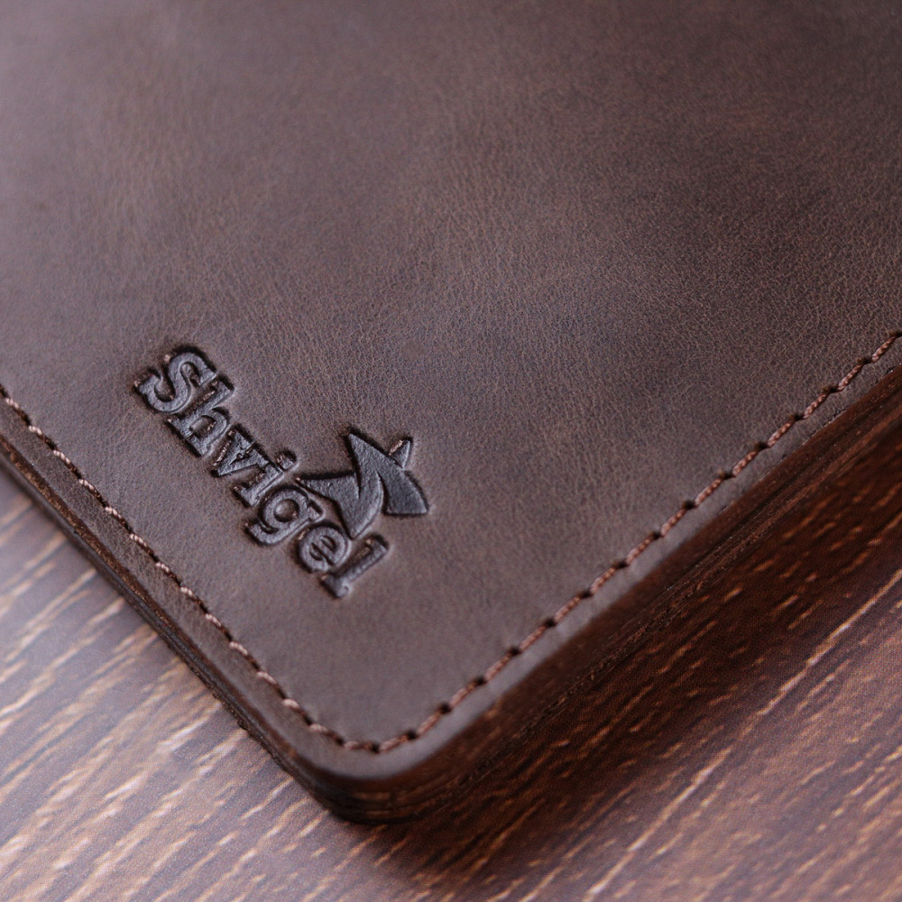 Вінтажне шкіряне портмоне Shvigel 16601 Коричневий Київ - фото 10