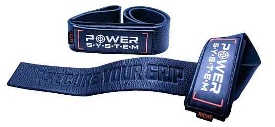 Лямки для тяги шкіряні Power System PS-3320 Leather Straps Black Кам'янське