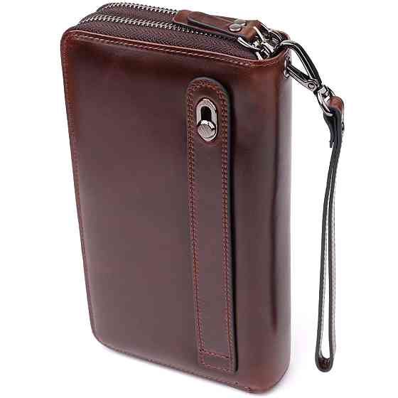 Чоловічий клатч із натуральної шкіри Коричневий (Vintage) Київ