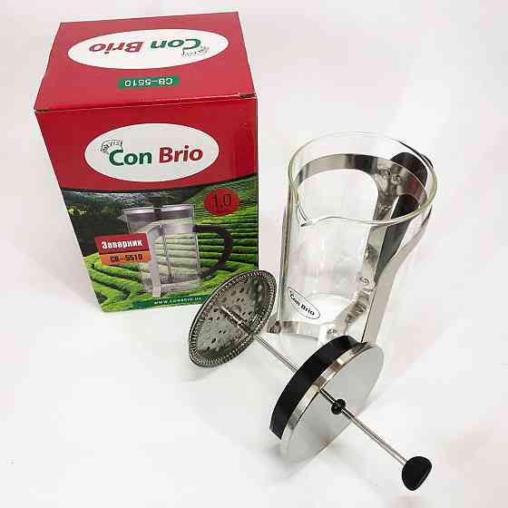 Заварник скляний з пресом Con Brio 1000 мл CB-5510, Приготування чаю за допомогою прес-заварника KH-91 Івано-Франківськ