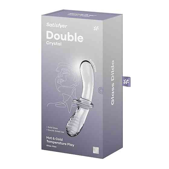 Двосторонній скляний дилдо Satisfyer Double Crystal Transparent, боросилікатне скло, унісекс Sex Aura Київ