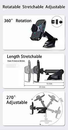 Автомобильный держатель, с присоской и креплением на воздуховод для телефона JС04, черный Каменец-Подольский