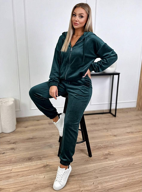 Женский повседневный велюровый костюм двойка: кофта и штаны Бутылка, 42/44 Одесса - изображение 1