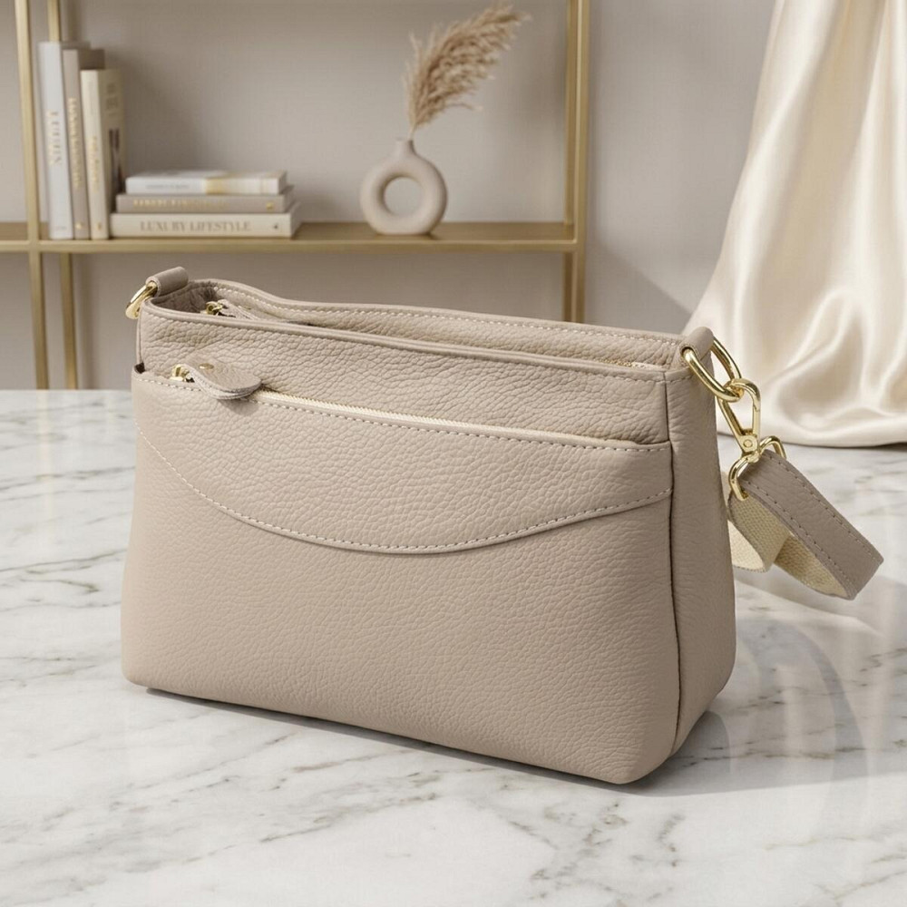 Жіноча сумка з натуральної шкіри з жорсткою основою Vintage 22985 Сірий Київ - фото 14