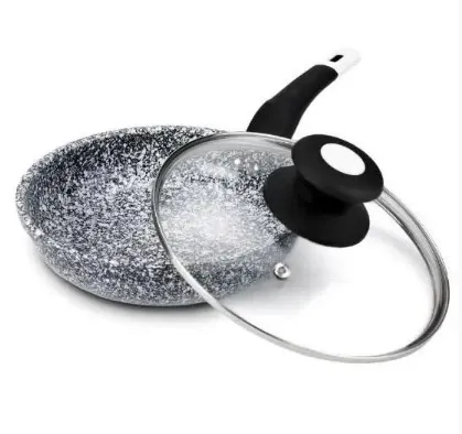 Антипригарная сковорода UNIQUE UN-5114 с крышкой 22 см светлый гранит Одесса - изображение 3