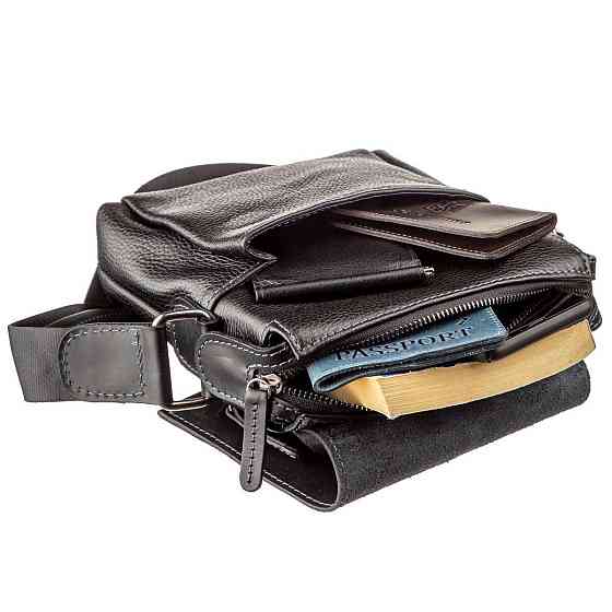 Сумка чоловіча комбо SHVIGEL 11174 шкіряна Чорна Київ