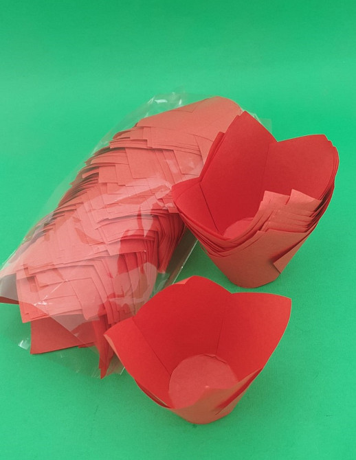 Форми паперові для кексів ТЛ-175" Тюльпан Червоний" (50*75/100) (100 шт.) (1 уп.) Харків - фото 3