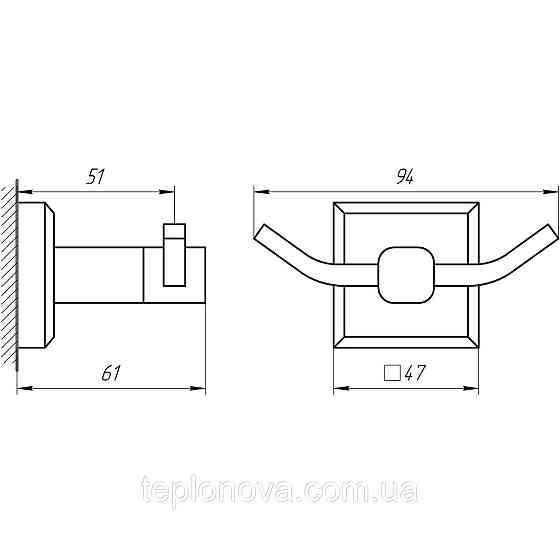 Гачок подвійний TOPAZ TКВ 9925-BL чорний Чернівці