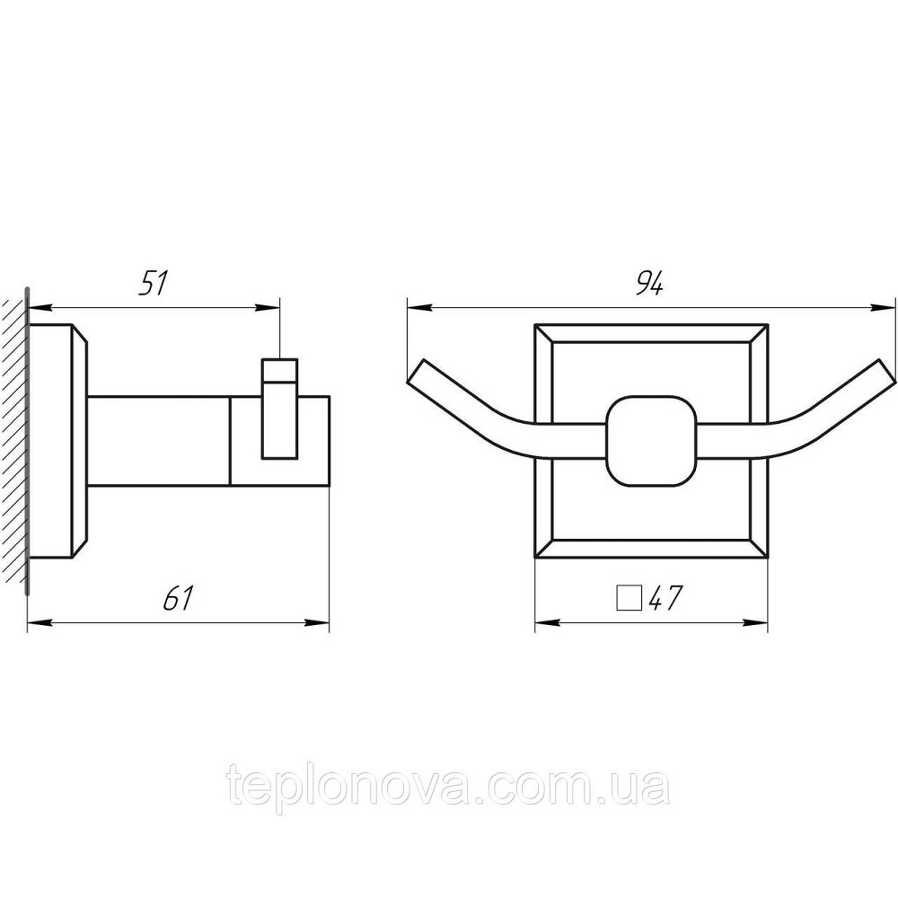 Крючек двойной TOPAZ TКВ 9925-BL черный Черновцы - изображение 3