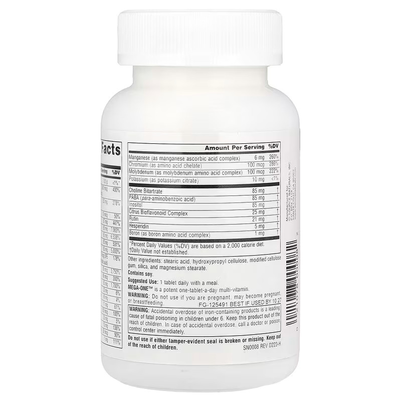 Комплекс вітамінів і мінералів Source Naturals Mega-One High Potency Multi-Vitamin with Minerals 30 Tablets Луцьк - фото 3