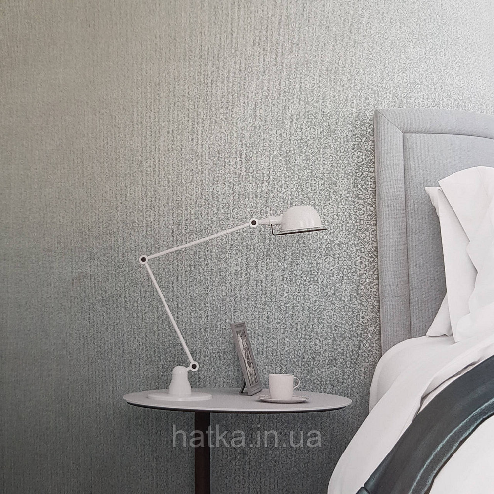 Шпалери метрові вінілові на флізелін Villa Marburg Lombardi вензелі східний малюнок бірюзовий з сріблом Київ - фото 1