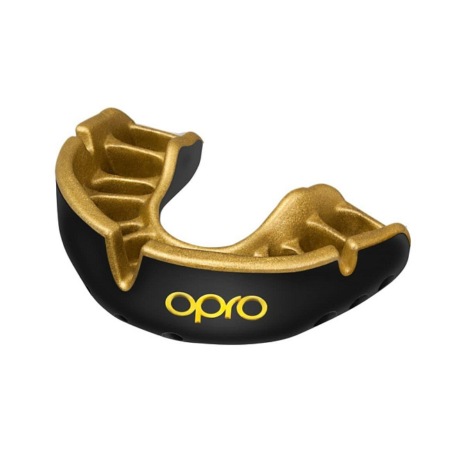 Капа OPRO Gold дитяча (вік до 10р.) Black/Gold (art.102505001) Каменское - изображение 7