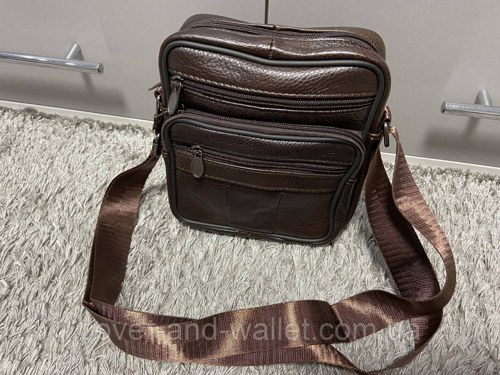 Чоловіча шкіряна сумка через плече коричневого кольору Vintage Київ - фото 7