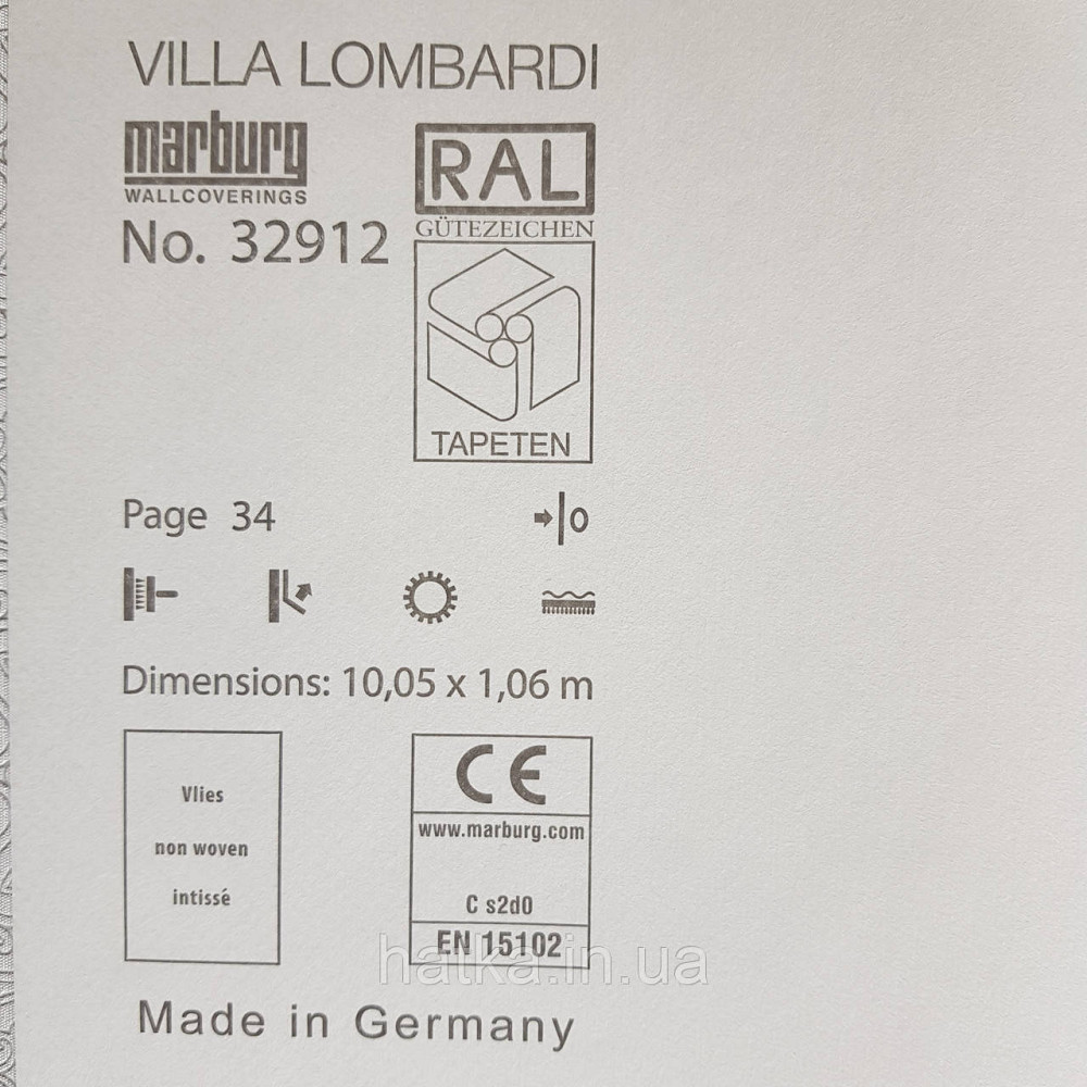 Шпалери метрові вінілові на флізелін Villa Marburg Lombardi однотонні під тканину в точку сірі Київ - фото 3