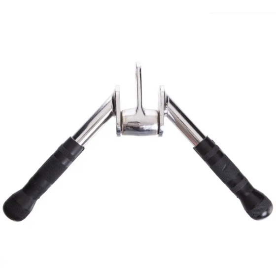 Ручка для верхньої тяги York Fitness V-подібна на трицепс з обертовим підвісом та гумовими рукоятками, хром Киев
