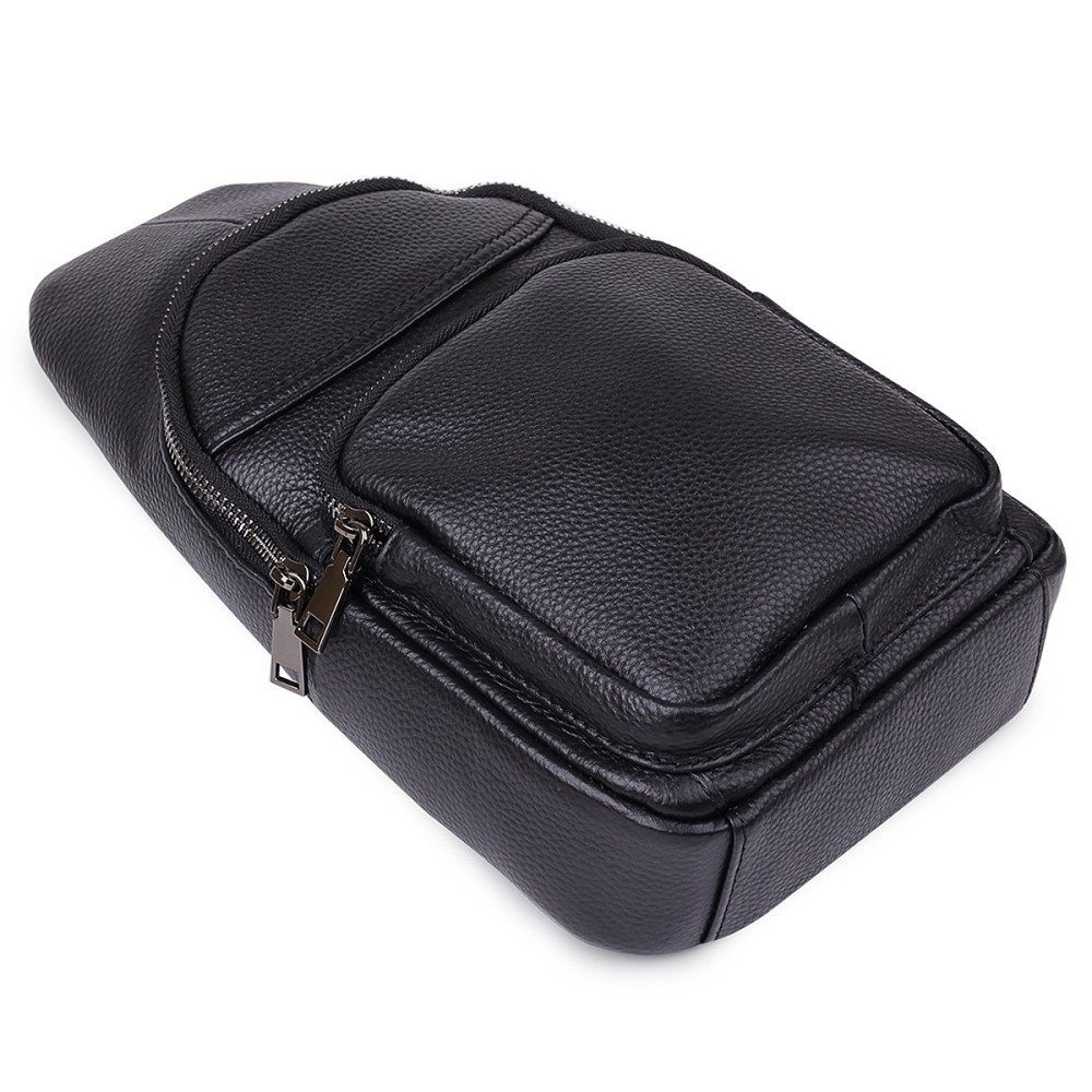 Невелика шкіряна чоловіча сумка через плече Чорний (Vintage) Київ - фото 9