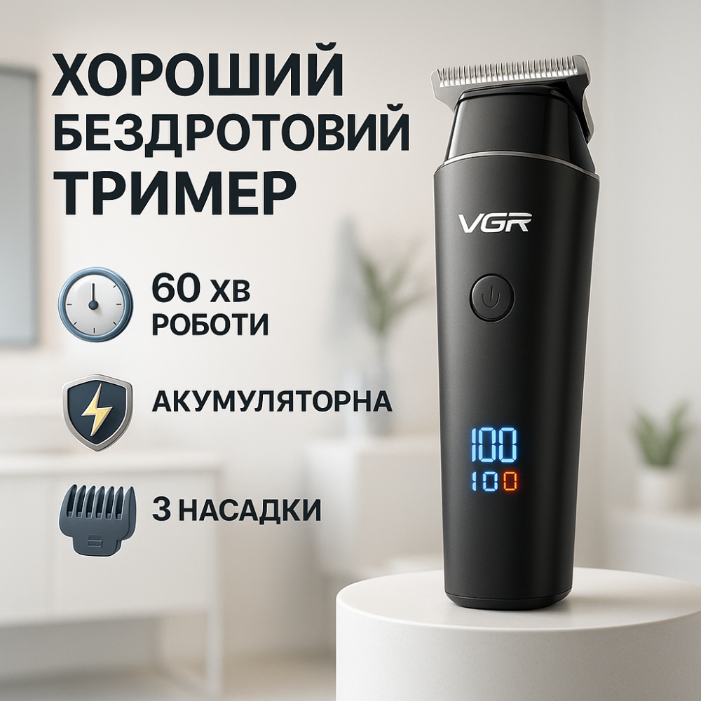 Машинка для стрижки волос беспроводная VGR, Мужской набор для стрижки волос аккумуляторный RV-50 Киев - изображение 16