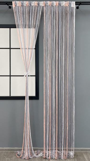 Штори-нитки з люрексом Рожевий з сірим і білим 300х300см 1 шт (61-129) Київ - фото 3