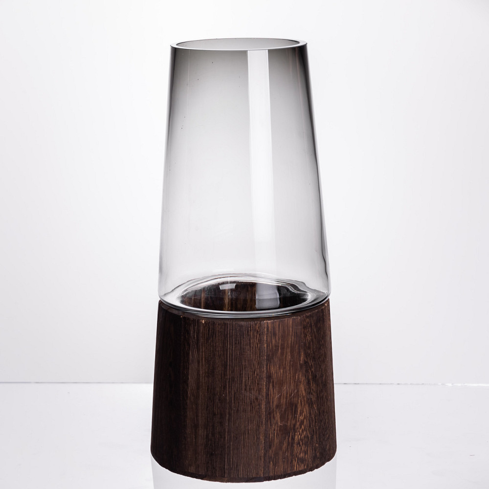 Кругла декоративна ваза для квітів зі скла 29 см Київ - фото 1