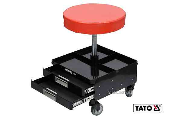 Табурет на колесах YATO з 3 шуфлядами, 380 x 380 x 450-560 мм, 150 кг [1] Одеса