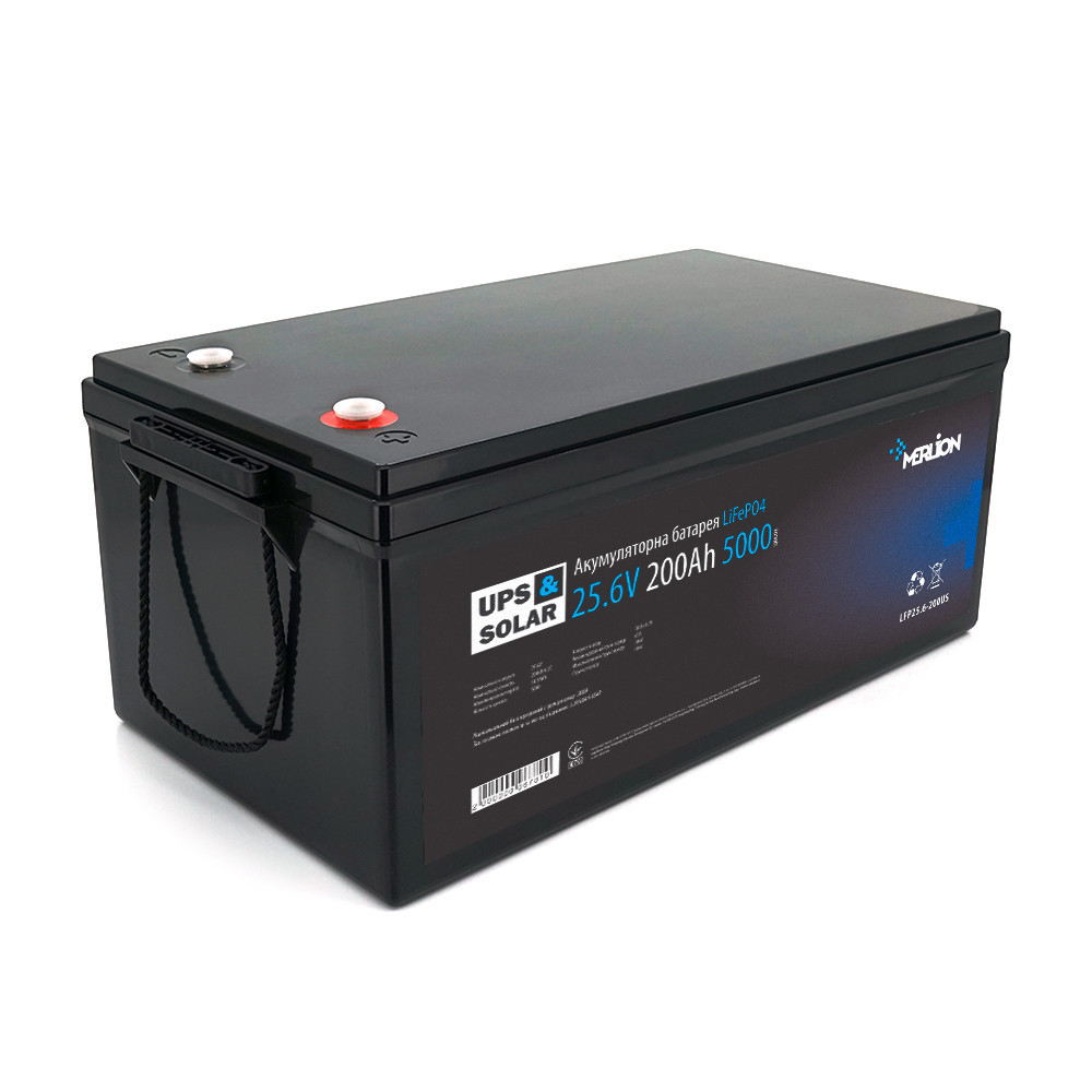 Літій-залізо-фосфатний акумулятор Merlion LiFePO4 25.6V 200AH (8S1P/BMS-100A), (522x268x218), до 5000 циклів Київ - фото 1