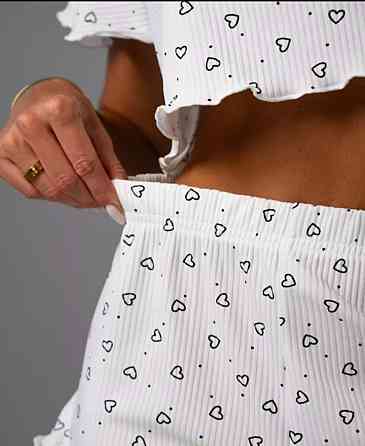 Женский домашний трикотажный комплект двойка с сердечками Одесса