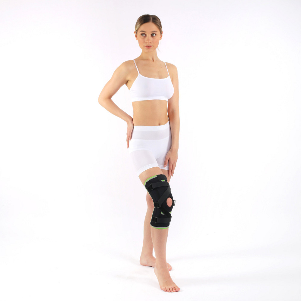 Бандаж на колено регулирующий, с 4-ма ребрами и крестообразным ремнем, наколенник Размер S Каменец-Подольский - изображение 4