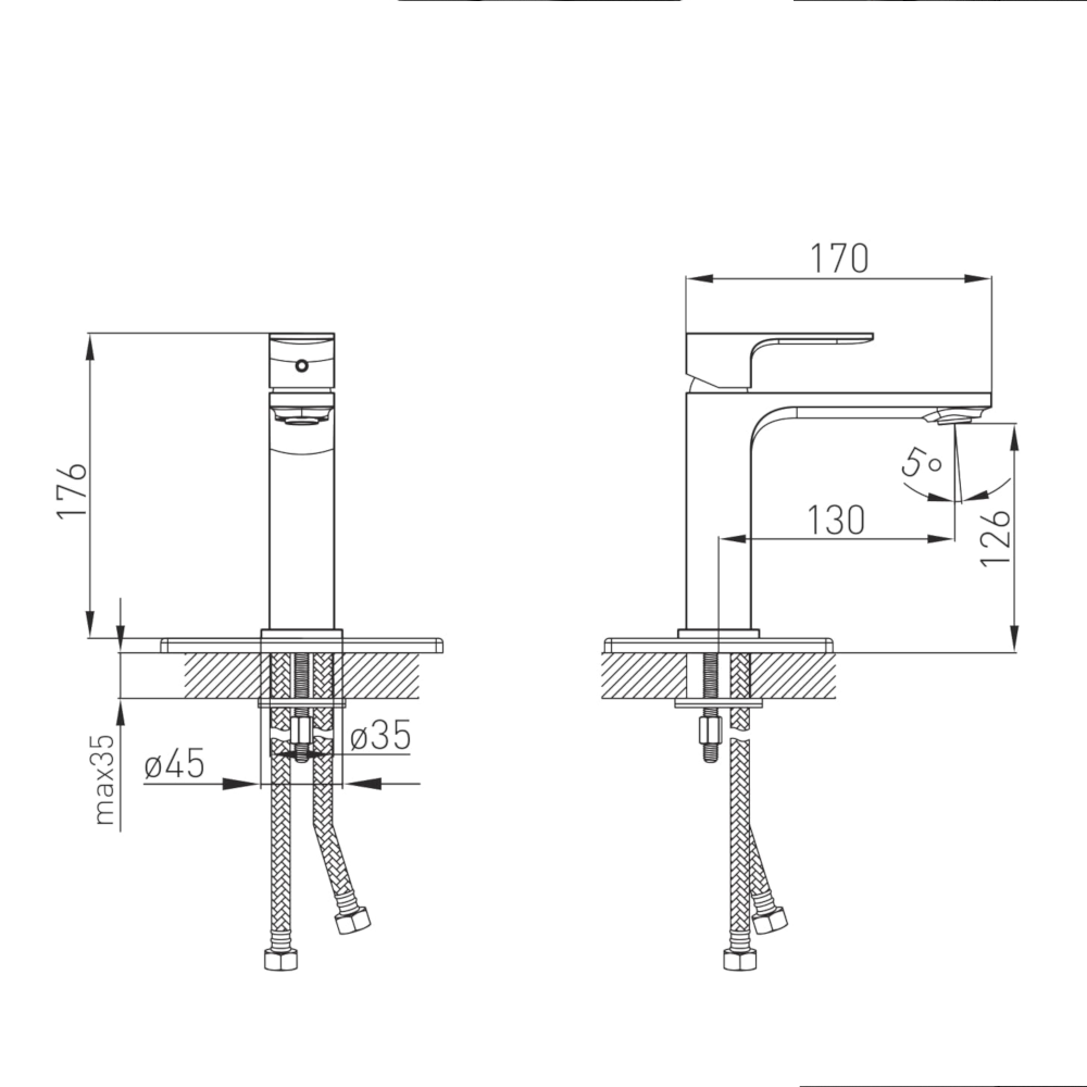 Змішувач для раковини Volle LEON de la noche чорний/матовий 1511.010104 Київ - фото 8