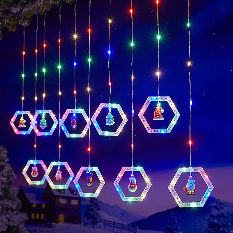 Анимированная гирлянда штора / Шестигранный новогодний декор Рождественский AND SF-48 Коломия - фото 2