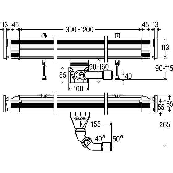 Корпус для душового лотка Advantix Vario h-90 мм, 30-120 см VIEGA 736552 (000019092) Київ