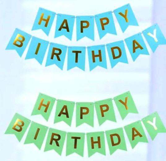 Гірлянда салатова прапорці happy birthday 2,8 м, гірлянда прапорці на день народження, розтяжка Київ - фото 1