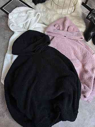 Жіноча стильна тепла плюшева худі з вушками м'яке хутро Teddy Чорний Одеса