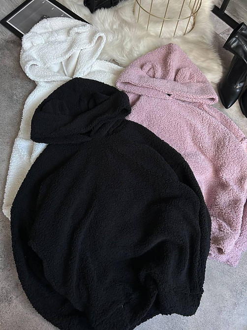 Жіноча стильна тепла плюшева худі з вушками м'яке хутро Teddy Чорний Одеса - фото 1