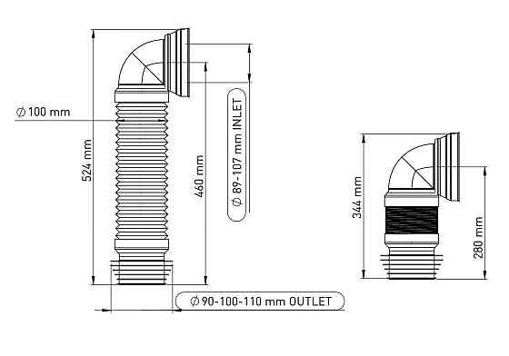 Гибкая труба для унитаза NOVA угловая 524мм Харьков