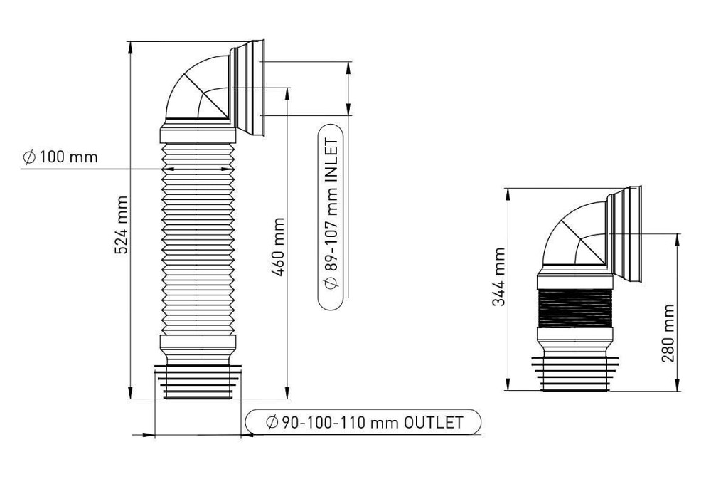 Гнучка труба для унітазу NOVA кутова 524мм Харків - фото 3