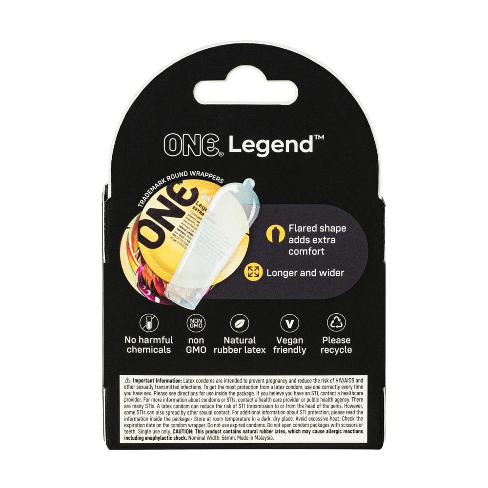 Презервативы ONE Legend XL, 3 шт, увеличенный размер, расширение на конце, картонная упаковка Sex Aura Киев - изображение 2