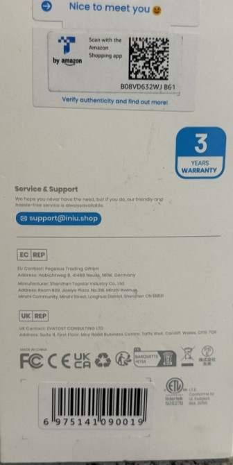 Павербанк PowerBank lNIU Bi-B61 22.5W 10000mAh. Black Київ - фото 1