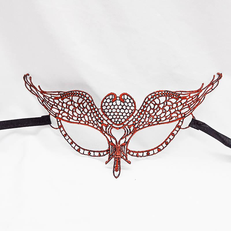 Маска маскарадная венецианская кружевная 21 на 9 см красный Киев - изображение 1