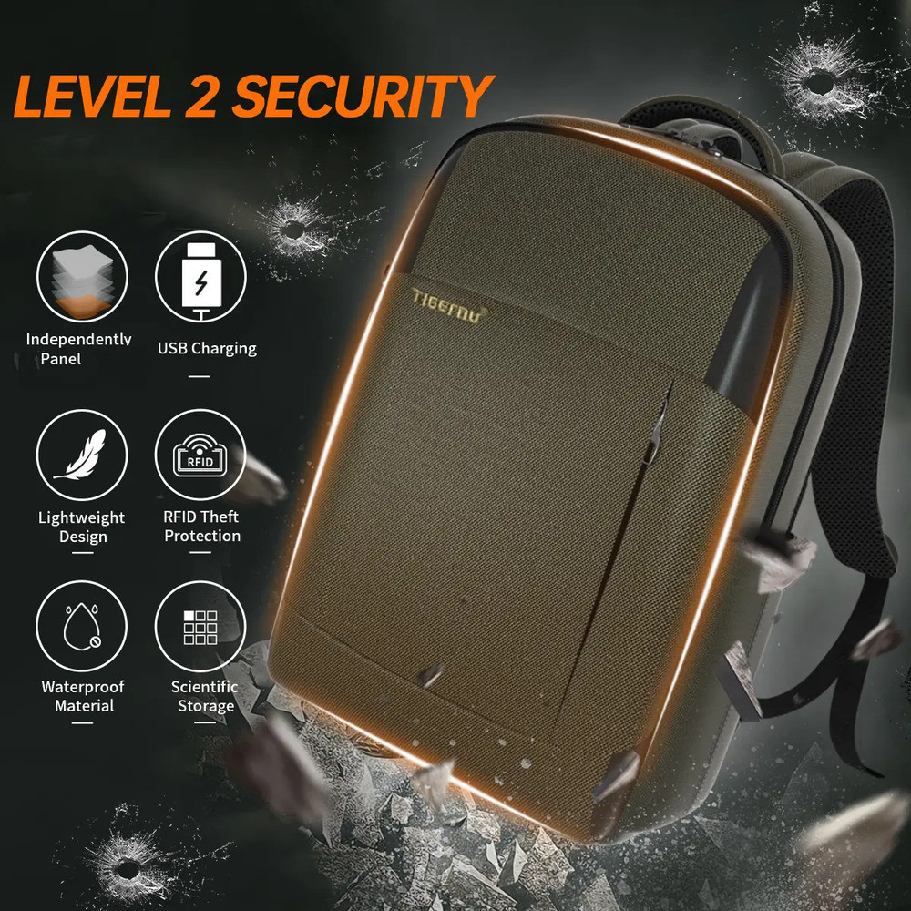 Рюкзак Tigernu 15.6" Армійський Зелений Київ - фото 6