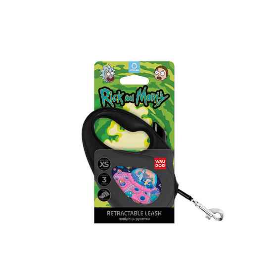 Повідець-рулетка для собак WAUDOG R-leash, малюнок "Рік і Морті 1", XS, до 12 кг, 3 м, світловідбивна стрічка Вінниця