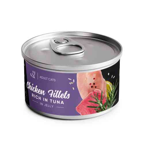 Корм вологий Savory Chicken Fillets rich in Tuna in Jelly for Adult Cats філе курки з тунцем в желе для дорослих котів, 70 г Київ